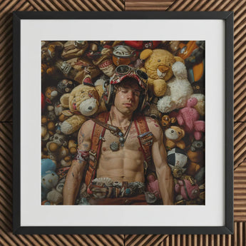 Soft Landing - Lowbrow Gay Pilot Art Print / Canvas Framed Man Steampunk-inspired Gear Surrounded Numerous Handsome Homoerotic Queer, Prints