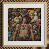 Soft Landing - Lowbrow Gay Pilot Art Print / Canvas Framed Photograph Man Aviator Goggles Leather Harnesses Surrounded Handsome Homoerotic