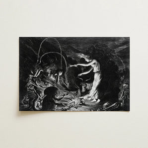 The Sorceress - Jan Van De Velde Ii Art Print / Canvas Black-and-white Dramatic Scene Figures Creatures Signed Gustave Crooked Hearth