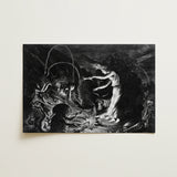 The Sorceress - Jan Van De Velde Ii Art Print / Canvas Black-and-white Print Dramatic Scene Figures Creatures Signed Gustave Crooked Hearth