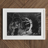 The Sorceress - Jan Van De Velde Ii Art Print / Canvas Framed Black-and-white Witches Sabbath Crooked Hearth Burns, Conjurer Leans Prints