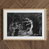 The Sorceress - Jan Van De Velde Ii Art Print / Canvas Framed Black White Witchy Scene Crooked Hearth Burns, Conjurer Leans Prints
