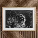 The Sorceress - Jan Van De Velde Ii Art Print, Framed Black White Print Witchy Scene