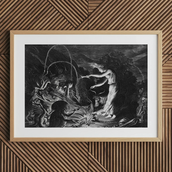 The Sorceress - Jan Van De Velde Ii Art Print, Framed Black White Print Witchy Scene