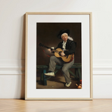 The Spanish Singer - Edouard Manet Art Print / Canvas Framed Light Wood Frame White Man, Tears, Working Guitarist Caught, Mid-phrase, Black