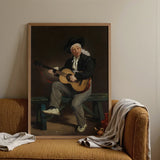 The Spanish Singer - Edouard Manet Art Print / Canvas Framed Painting Man Period Attire Acoustic Guitar Set, Tears, Working Guitarist