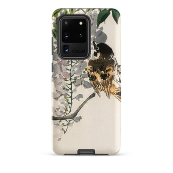 Sparrow on a Branch - Kono Bairei Meiji Bird Phone Case Phone Case Detailed Illustration Bird Perched Among Delicate Bairei Meiji Era,