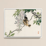 Sparrow on a Branch - Kōno Bairei Meiji Era Art Print / Canvas, 16x12’’ / 41x31cm / White Frame, Posters Prints & Visual Artwork, Toby Leon