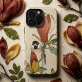 Sparrow on Magnolia - Ohara Koson Kachō-e Phone Case Beige Detailed Illustration Bird Perched, Koson’s Mesmerizing, Artistry Mobile Cases