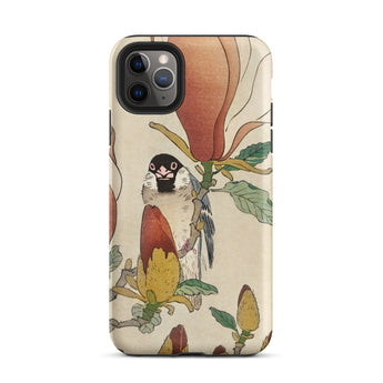 Sparrow on Magnolia - Ohara Koson Kachō-e Phone Case Iphone 11 Pro Max / Matte Bird Flower Patterned, Koson’s Mesmerizing, Artistry Mobile