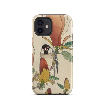 Sparrow on Magnolia - Ohara Koson Kachō-e Phone Case Iphone 12 / Matte Bird Flower Patterned, Koson’s Mesmerizing, Artistry Mobile Cases