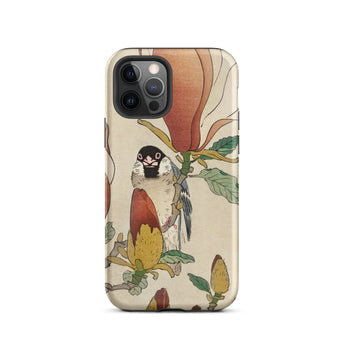 Sparrow on Magnolia - Ohara Koson Kachō-e Phone Case Iphone 12 Pro / Matte Bird Flower Patterned, Koson’s Mesmerizing, Artistry Mobile Cases