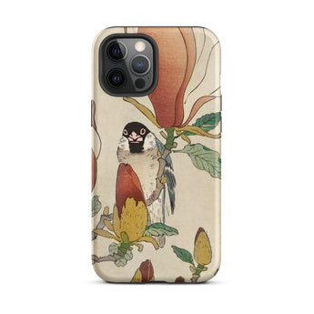 Sparrow on Magnolia - Ohara Koson Kachō-e Phone Case Iphone 12 Pro Max / Matte Bird Flower Patterned, Koson’s Mesmerizing, Artistry Mobile