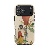 Sparrow on Magnolia - Ohara Koson Kachō-e Phone Case Iphone 17 Pro Max / Matte Cream-colored Floral Bird Design Black-and-white