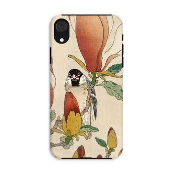 Sparrow on Magnolia - Ohara Koson Kachō-e Phone Case Iphone Xr / Matte Bird, Koson’s Mesmerizing, Artistry Mobile Cases