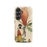 Sparrow on Magnolia - Ohara Koson Kachō-e Phone Case Samsung Galaxy S25 / Matte Beige Detailed Illustration Bird Perched, Koson’s
