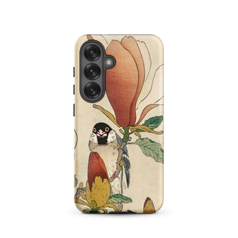 Sparrow on Magnolia - Ohara Koson Kachō-e Phone Case Samsung Galaxy S25 / Matte Beige Detailed Illustration Bird Perched, Koson’s