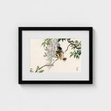 Sparrow on a Branch - Kono Bairei Meiji Era Art Print / Canvas Meiji-era Avian Marvel, Nature’s Ephemeral Beauty Prints