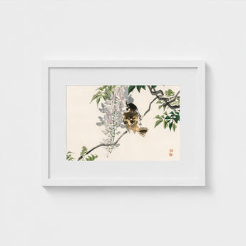 Sparrow on a Branch - Kono Bairei Meiji Era Art Print / Canvas Meiji-era Avian Marvel, Nature’s Ephemeral Beauty Prints