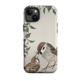 Passeri che si nutrono - Custodia giapponese per iPhone con uccello di Ohara Koson, 15 Plus / Opaca, Custodie per telefoni cellulari, Toby Leon