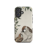 Passeri che si nutrono - Custodia giapponese per iPhone con uccello di Ohara Koson, 16 / Opaca, Custodie per telefoni cellulari, Toby Leon