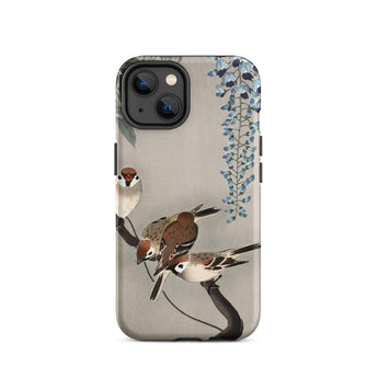 Mussen en blauweregen - Ohara Koson Shin-hanga iPhone-case, 14 / Mat, Telefoonhoesjes, Toby Leon