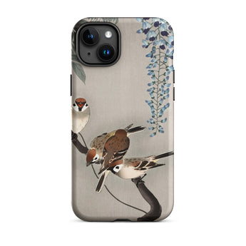 Mussen en blauweregen - Ohara Koson Shin-hanga iPhone-case, 15 Plus / Mat, Telefoonhoesjes, Toby Leon
