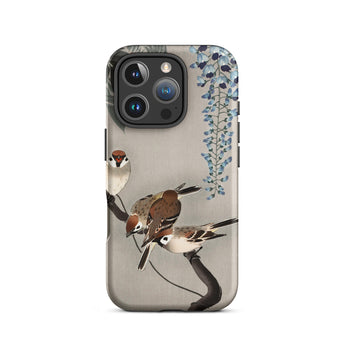 Mussen en blauweregen - Ohara Koson Shin-hanga iPhone-case, 16 Pro / Mat, Telefoonhoesjes, Toby Leon