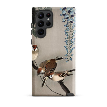 Sparrows and Wisteria - Ohara Koson Shin-hanga Phone Case Samsung Galaxy S22 Ultra / Matte Phone Case Delicate Illustration Three Sparrows