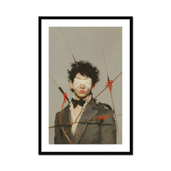 Spearhead - Gay Outlaw Dandy Art Print, Framed Portrait Blindfolded Person Pierced Arrows