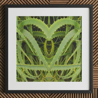 Spiked - Trippy Aloe Vera Botanical Art Print / Canvas Framed Symmetrical Heart-shaped Composition Vibrant Green Humble, Prints