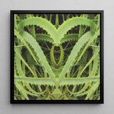 Spiked - Trippy Aloe Vera Botanical Art Print / Canvas Framed Canvas Print Symmetrical Kaleidoscopic Design Vibrant Green Humble Aloe Vera,
