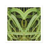 Spiked - Trippy Aloe Vera Botanical Art Print / Canvas Mirrored Plant Leaves Heart-like Shape Humble, Prints