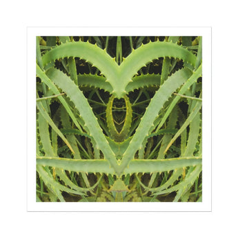 Spiked - Trippy Aloe Vera Botanical Art Print / Canvas Mirrored Plant Leaves Heart-like Shape Humble, Prints