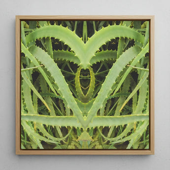 Spiked - Trippy Aloe Vera Botanical Art Print / Canvas Square-framed Artwork Symmetrical Mirrored Composition Vibrant Green Humble, Prints