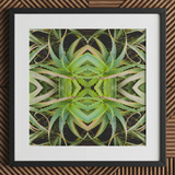 Spiked too - Trippy Aloe Vera Botanical Op Art Print / Canvas, Morphs Aloe Vera, Verdant Rorschach Test, Trippy Aloe Vera