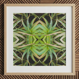 Spiked too - Trippy Aloe Vera Botanical Op Art Print / Canvas, Morphs Aloe Vera, Verdant Rorschach Test, Trippy Aloe Vera