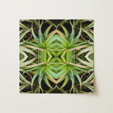 Spiked too - Trippy Aloe Vera Botanical Op Art Print / Canvas Square Symmetrical Kaleidoscopic Pattern Green Succulent Morphs, Verdant