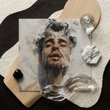 Spilled Milk - Dreamy Gay Art Erotica Giclee Print / Canvas Square Man Dark Wet Hair Beard Ethereal Sea, Milky Waters, Prints