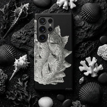 Spiral Shell - Ernst Haeckel Sea Life Graphic Phone Case Black Phone Case Detailed Textured Seashell Design Grayscale Ernst Haeckel Sea,