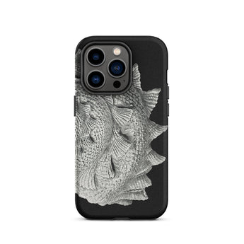 Spiral Shell - Ernst Haeckel Sea Life Graphic Phone Case Iphone 14 Pro / Matte Black Phone Case Silver Fish Design Ernst Haeckel Sea, Sea