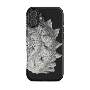 Spiral Shell - Ernst Haeckel Sea Life Graphic Phone Case Iphone 16 Plus / Matte Black Phone Case Silver Fish Scale Design Ernst Haeckel