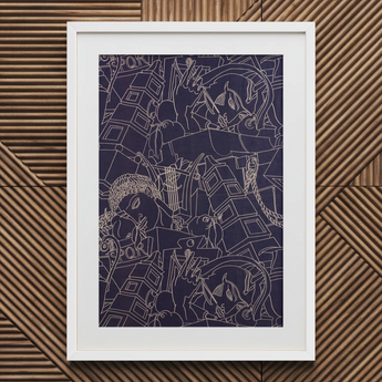 Spqr - Victor Proetz dekorativer Textilmuster-Kunstdruck / Leinwand, 20x30’’ / 51x76cm / Weißer Rahmen / Passepartout, Poster, Drucke & Visuelles