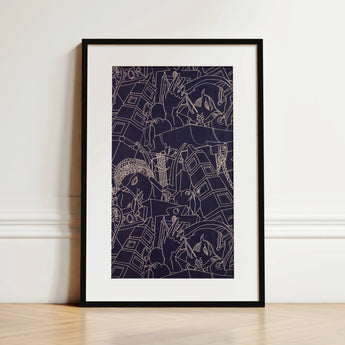 Spqr - Victor Proetz Decorative Textile Pattern Art Print / Canvas, 12x18’’ / 31x46cm / Black Frame / Matboard, Posters Prints & Visual