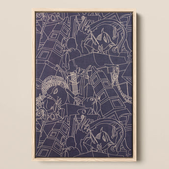 Spqr - Victor Proetz Decorative Textile Pattern Art Print / Canvas, 12x18’’ / 31x46cm / Natural Frame, Posters Prints & Visual Artwork,