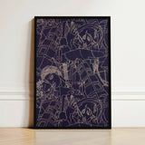 Framed Abstract Artwork Intricate White Line Drawings Deep Victor Proetz Art, Print, Mesmerizing