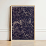 Framed Abstract Artwork Intricate White Line Drawings Deep Victor Proetz Art, Print, Mesmerizing
