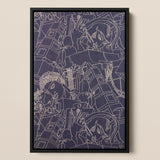 Spqr - Victor Proetz Decorative Textile Pattern Art Print / Canvas Framed Abstract Artwork Intricate White Line Drawings Deep Victor Proetz