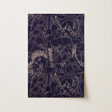 Spqr - Victor Proetz Decorative Textile Pattern Art Print / Canvas Navy Blue Abstract Intricate White Line, Mesmerizing Prints