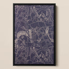 Spqr Victor Proetz Neoclassical Pattern Framed Canvas, Framed Abstract Artwork White Line Drawings Dark Purple